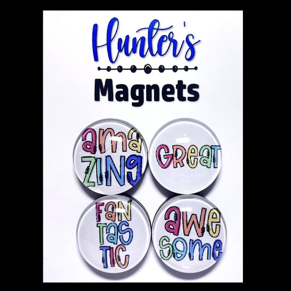 Set of 4 Handcrafted "Amazing" Magnets - Refrigerator Kitchen Whiteboard